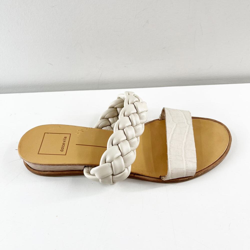 Dolce Vita Indy Braided Double Strap Slide Sandals Cream Ivory 7